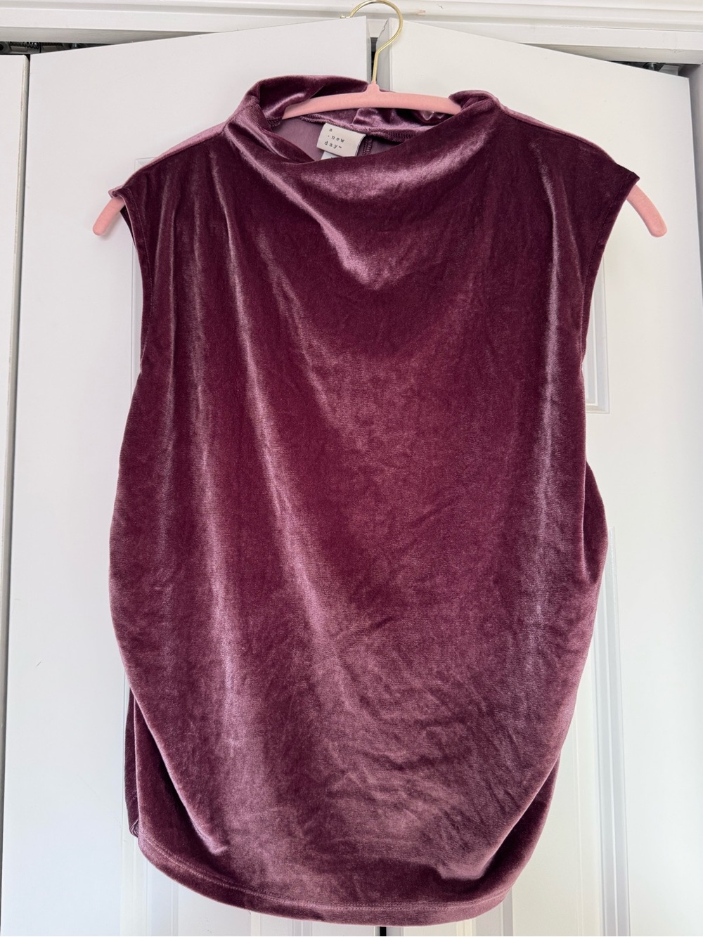 a new day Velvet Sleeveless Mock Neck Tank - Plum